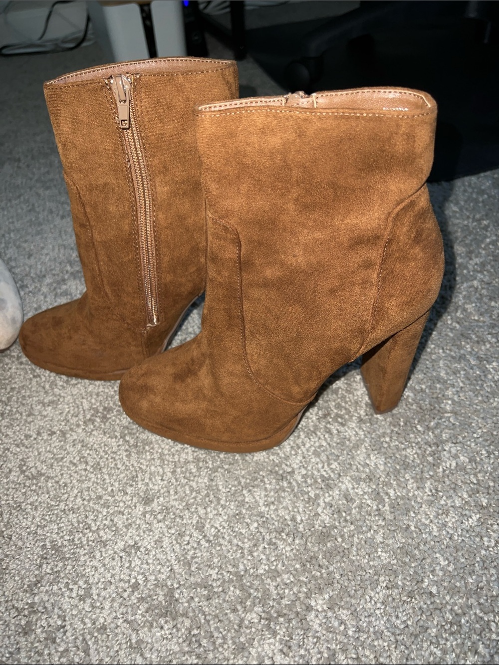 Brown Suede High Heel Ankle Boots